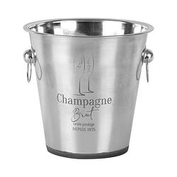Foto van Urban living champagne & wijnfles koeler/ijsemmer - zilver - rvs - 22 x 21 cm - de luxe model - ijsemmers