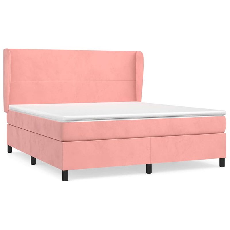 Foto van Vidaxl boxspring met matras fluweel roze 180x200 cm