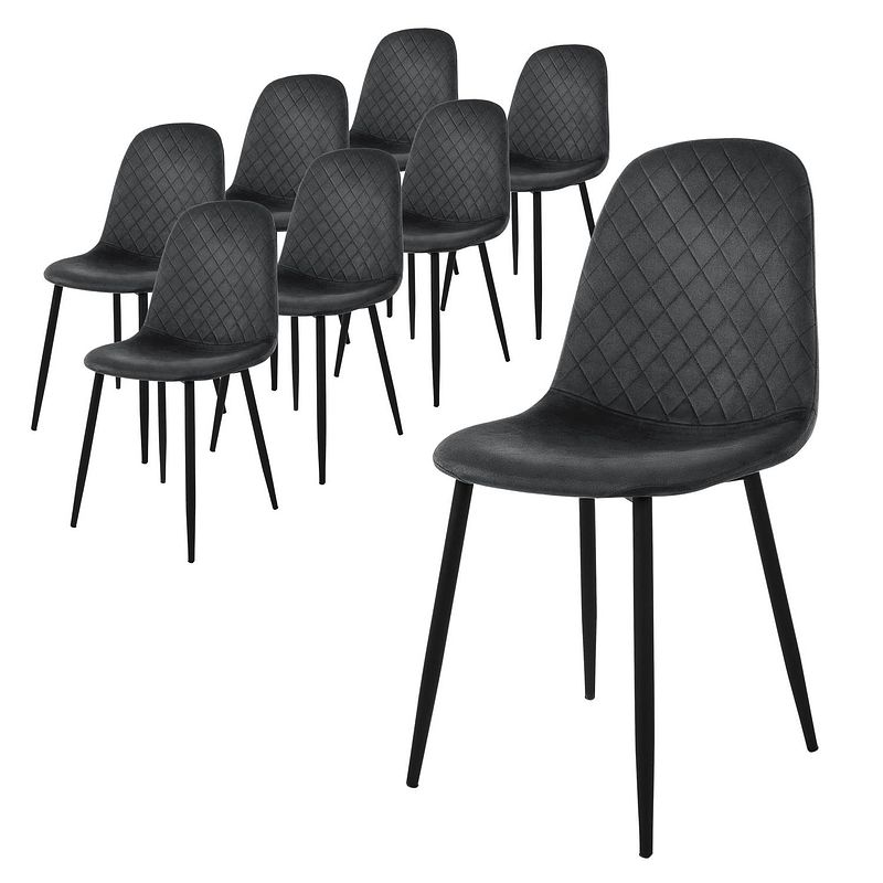 Foto van Ml-design eetkamerstoelen set van 8, antraciet, keukenstoel met fluwelen bekleding, woonkamerstoel met rugleuning,