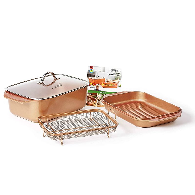 Foto van Livington copperline wondercooker - 14-in-1 keukenset - braadpan, grillpan, slowcooker en meer - kookset