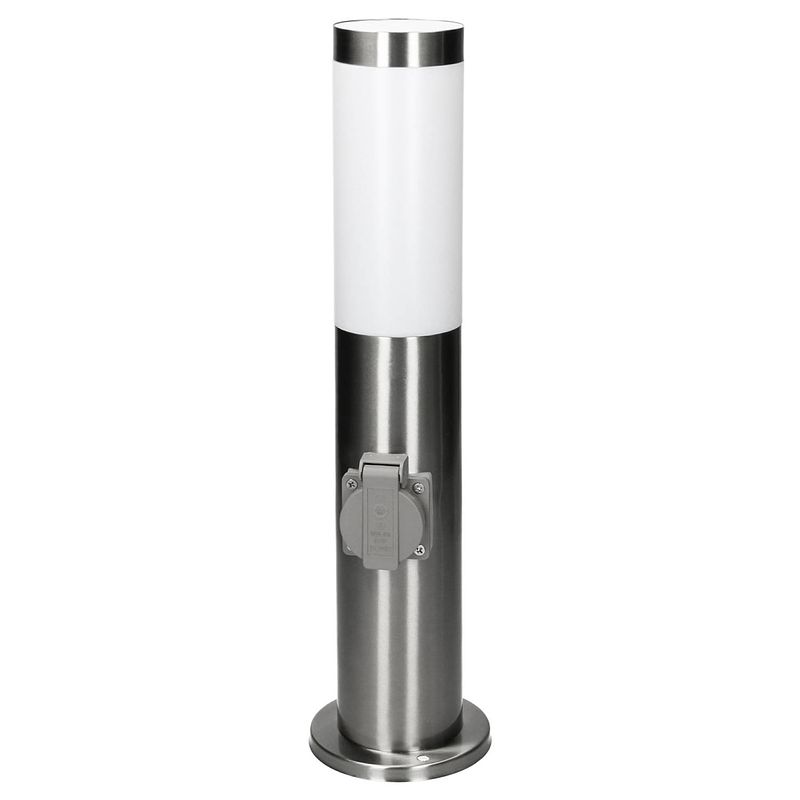 Foto van Buitenlamp 45cm met 1 stopcontact e27 inox ip44