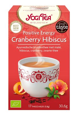 Foto van Yogi tea positive energy cranberry hibiscus