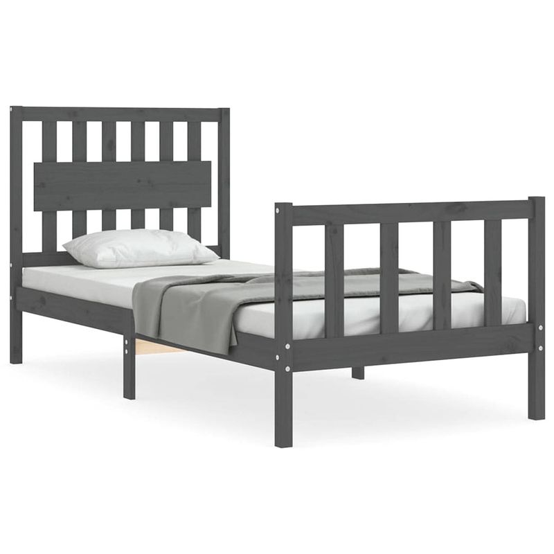 Foto van The living store bed vuren - eenpersoons - grijs - 195.5x95.5x100 cm