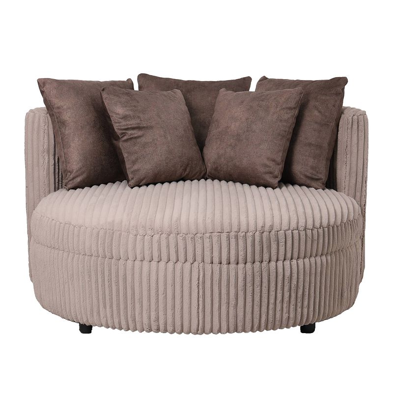 Foto van Ptmd fayen taupe fauteuil ambience 4 mink 5 pillows