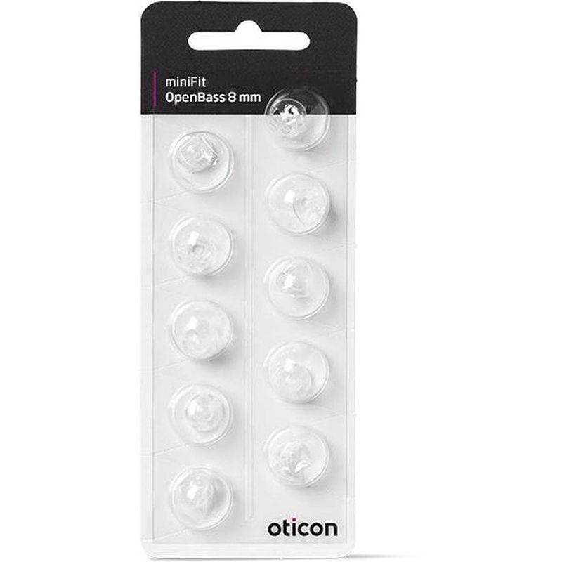 Foto van Oticon bernafon philips openbass dome minifit 8mm 10 stuks tip - oorstukje - oortje