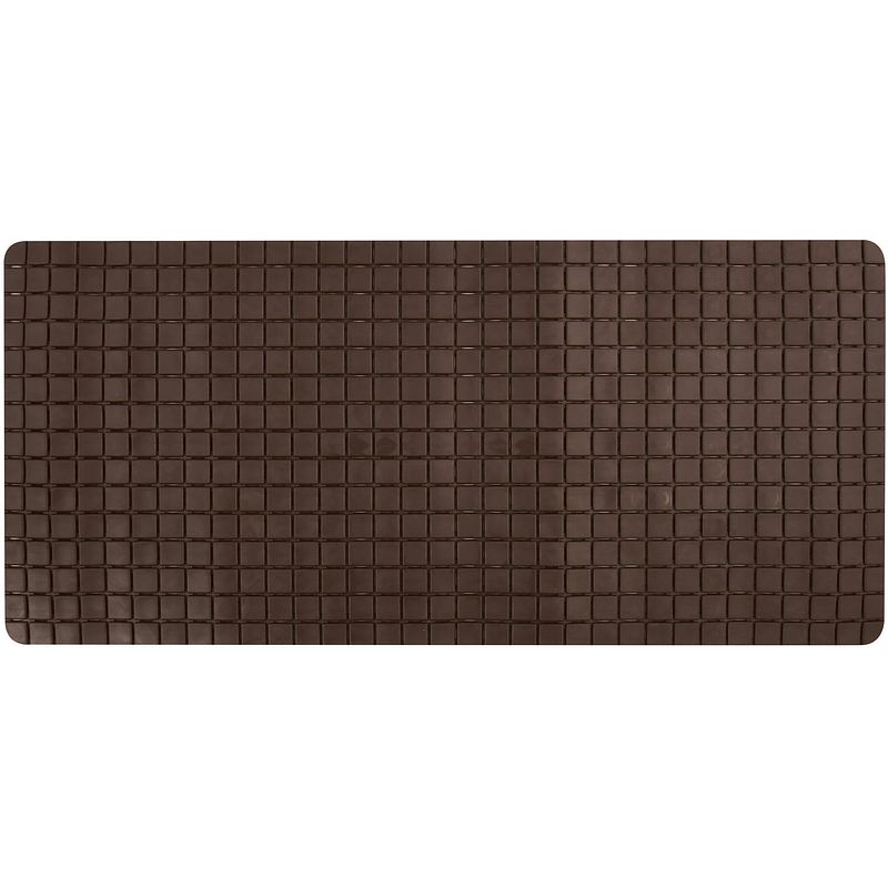 Foto van Msv douche/bad anti-slip mat badkamer - rubber - bruin - 76 x 36 cm - badmatjes