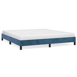 Foto van The living store bedframe - zacht fluwelen stof - ondersteunende poten - multiplex lattenbodem - donkerblauw - 203 x