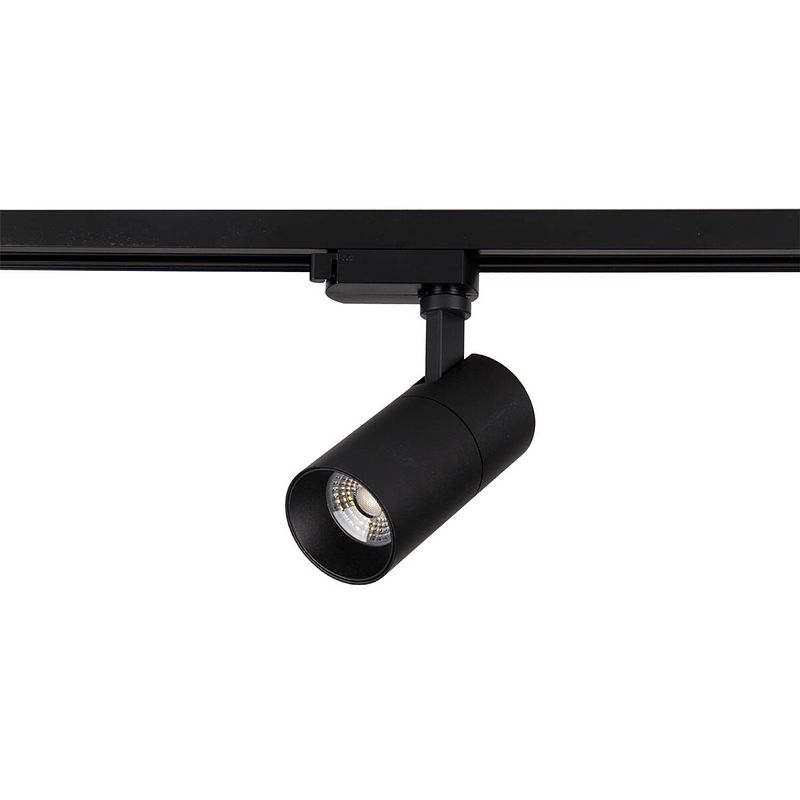 Foto van Led railverlichting - track spot - prixa pina - 1 fase - 20w - warm wit 3000k - mat zwart - rond - aluminium