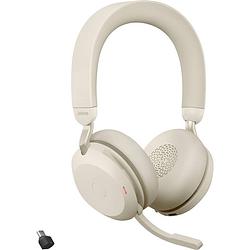 Foto van Jabra evolve2 75 over ear headset bluetooth, kabel telefoon stereo beige (zijdemat) volumeregeling, microfoon uitschakelbaar (mute), indicator voor