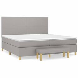 Foto van The living store boxspringbed - lichtgrijs - 203 x 200 x 118/128 cm - hoofdbord verstelbaar - pocketvering matras -