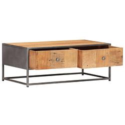 Foto van The living store salontafel industriële stijl gerecycled hout - 90x50x35 cm - bruin - met 2 lades