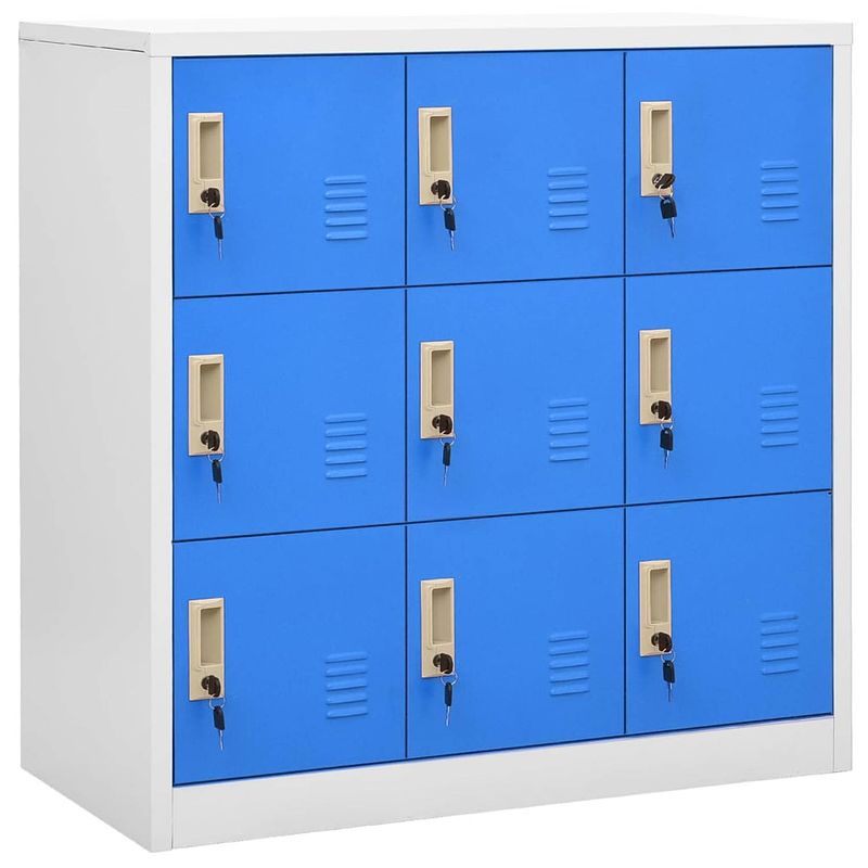 Foto van The living store lockerkast - opbergkast - 90 x 45 x 92.5 cm - staal - 9 lockers