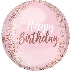 Foto van Amscan ballon blush birthday 38 cm folie roze/goud