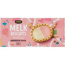 Foto van Jumbo melkbiscuits aardbeiensmaak 6 stuks