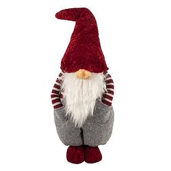 Foto van Pluche gnome/dwerg decoratie pop/knuffel staand 55 cm - kerstman pop