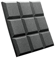 Foto van Auralex studiofoam sonoflat grid charcoal 61x61x5cm absorber grijs (8-delig)