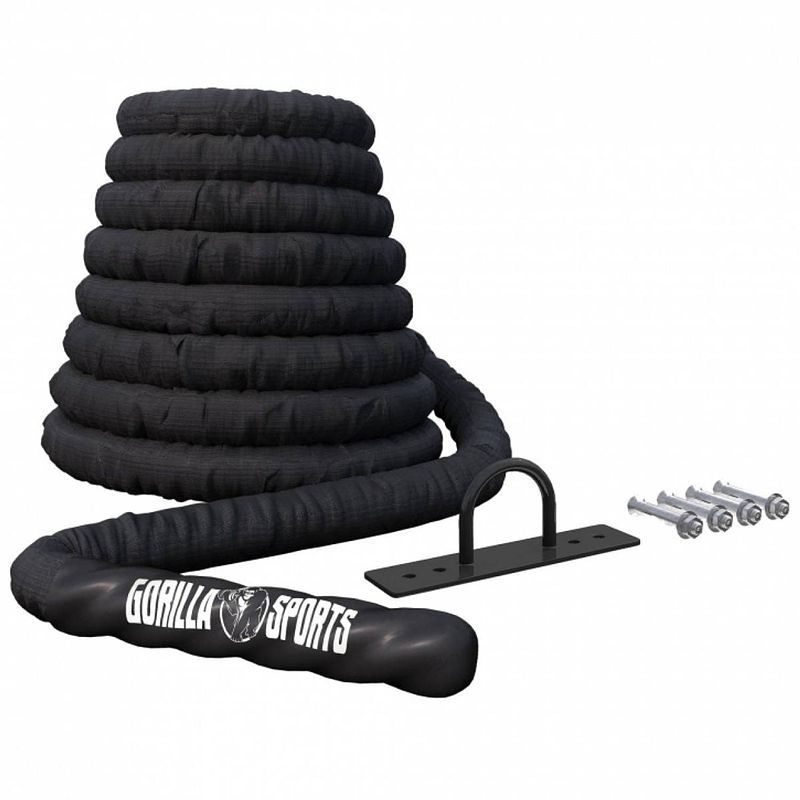 Foto van Gorilla sports power rope - incl. muurbeugel - 15 meter - dikte 50 mm