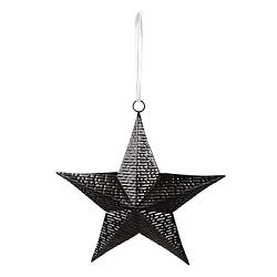 Foto van Clayre & eef decoratie hanger ster 25*27 cm zwart ijzer kersthanger zwart kersthanger