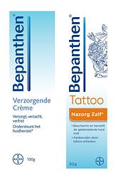 Foto van Bepanthen tattoo nazorgpakket met nazorgzalf en verzorgende creme