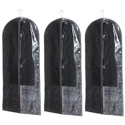 Foto van Set van 5x stuks kleding/beschermhoezen pp zwart 135 cm inclusief kledinghangers - kledinghoezen