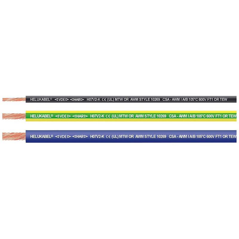 Foto van Helukabel 65464-1000 draad h07v2-k 1 x 2.50 mm² groen 1000 m