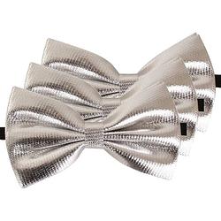 Foto van 3x zilveren verkleed vlinderstrikken/vlinderdassen 14 cm voor dames/heren - verkleedstrikjes