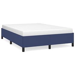 Foto van The living store bedframe blauw - 203x143x35 cm - duurzaam materiaal - ondersteunende poten - multiplex lattenbodem