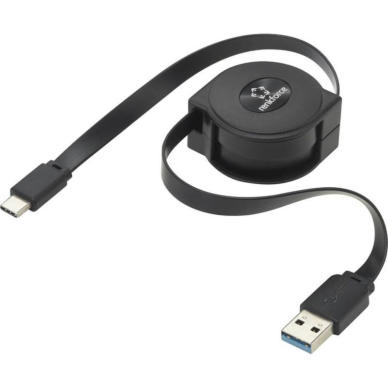 Foto van Renkforce usb-kabel usb 3.2 gen1 (usb 3.0 / usb 3.1 gen1) usb-c stekker, usb-a stekker 80.00 cm zwart rf-4352328