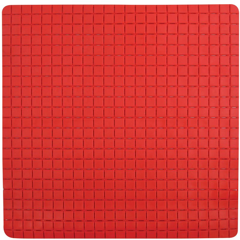 Foto van Msv douche/bad anti-slip mat badkamer - rubber - rood - 54 x 54 cm - badmatjes