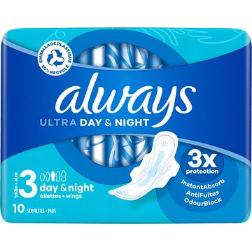 Foto van Always ultra maandverband day & nigh vleugels 10 stuks bij jumbo