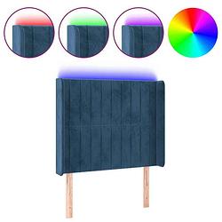 Foto van Vidaxl hoofdbord led 93x16x118/128 cm fluweel donkerblauw