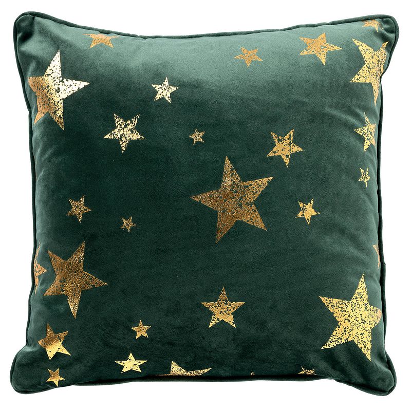 Foto van Stars - sierkussen 45x45 groen - kerst decoratie - velvet