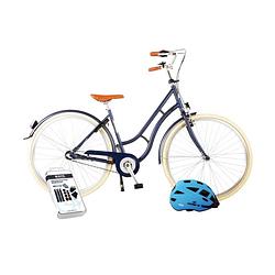 Foto van Volare kinderfiets lifestyle - 48 cm - blauw - 3 versnellingen - lage zadelstand - inclusief fietshelm + accessoires