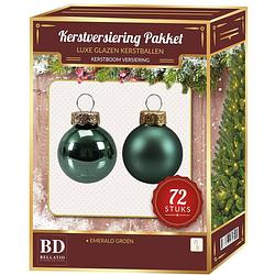 Foto van Glazen kerstballen set 72-delig emerald groen - kerstbal