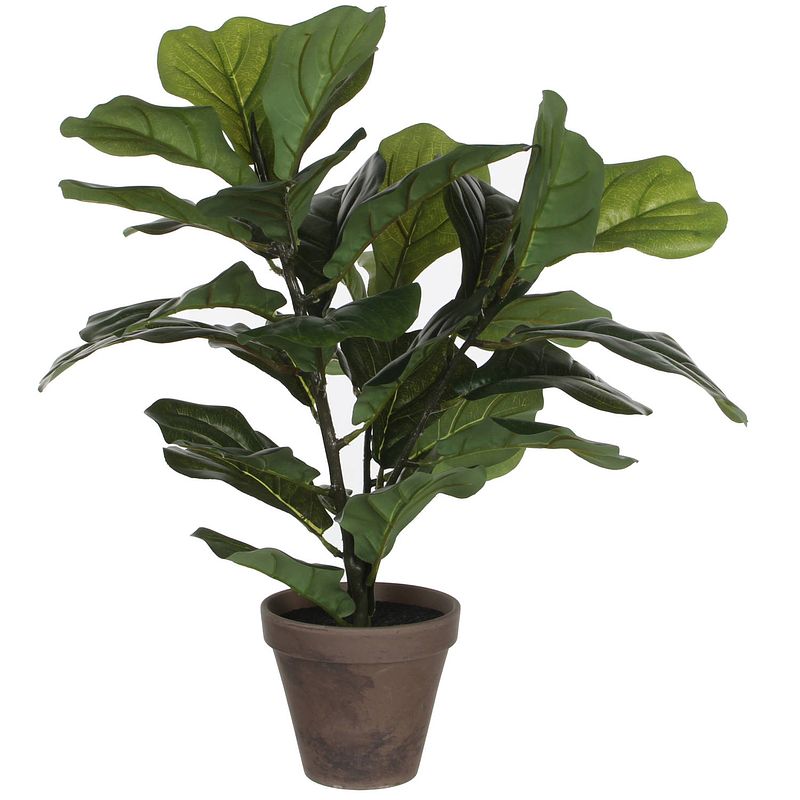 Foto van Groene ficus lyrata kunstplant 45 cm voor binnen - kunstplanten