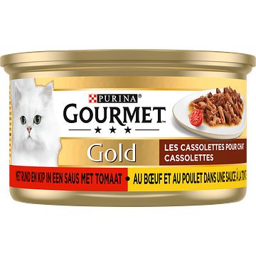 Foto van Purina® gourmet gold cassolettes met rund en kip in een saus met tomaat 85g bij jumbo