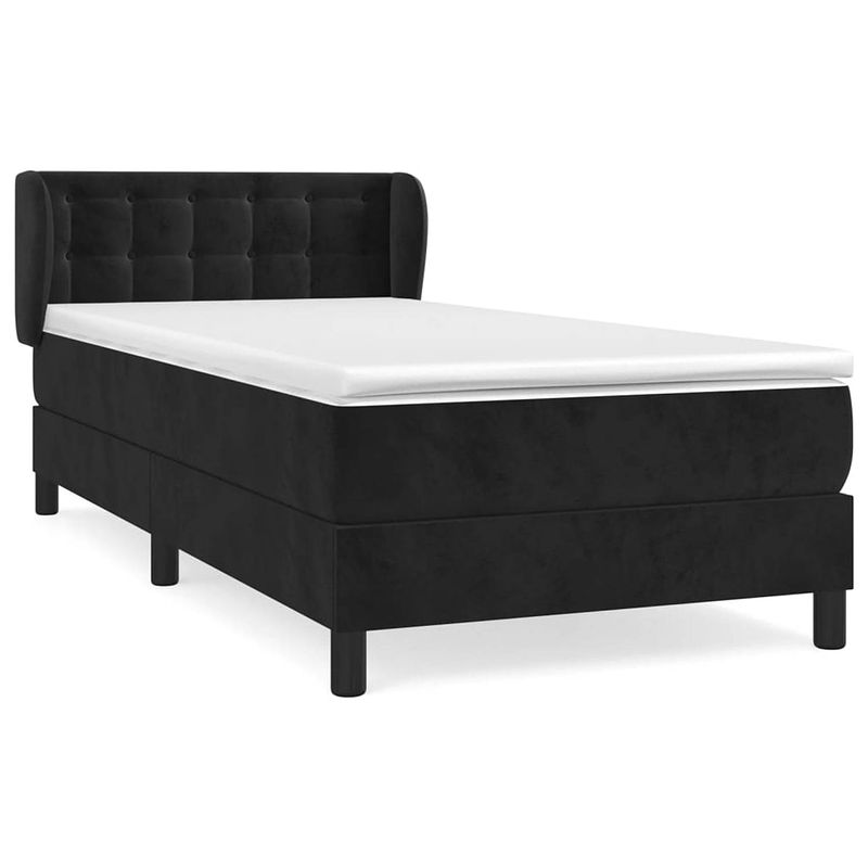 Foto van The living store boxspringbed - zwart fluweel - 203x83x78/88 cm - pocketvering matras