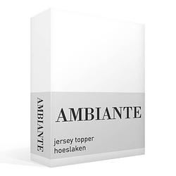 Foto van Ambiante jersey topper hoeslaken - 100% gebreide jersey katoen - lits-jumeaux (180x200 cm) - wit