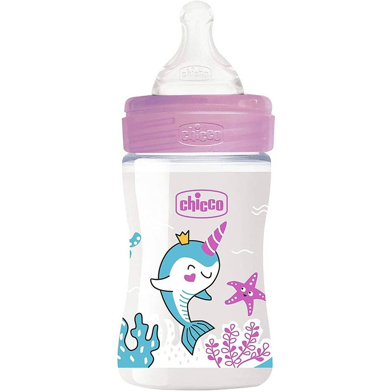 Foto van Chicco zuigfles glas transparant/roze 150 ml (0m+)