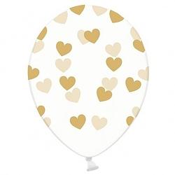 Foto van 24x transparante ballonnen met hartjes goud - ballonnen