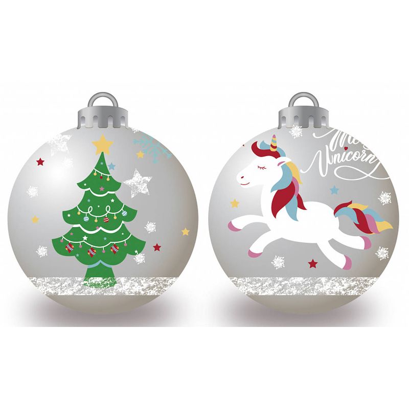 Foto van Arditex kerstballen eenhoorn 6 cm zilver 10 stuks