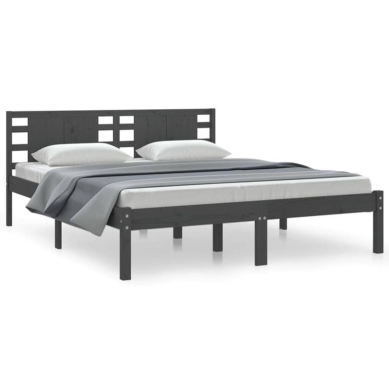 Foto van Vidaxl bedframe massief grenenhout grijs 160x200 cm