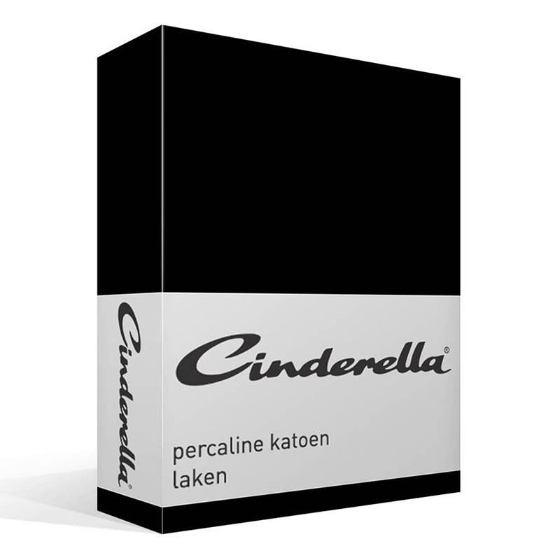 Foto van Cinderella basic percaline katoen laken - 100% percaline katoen - 2-persoons (200x260 cm) - zwart