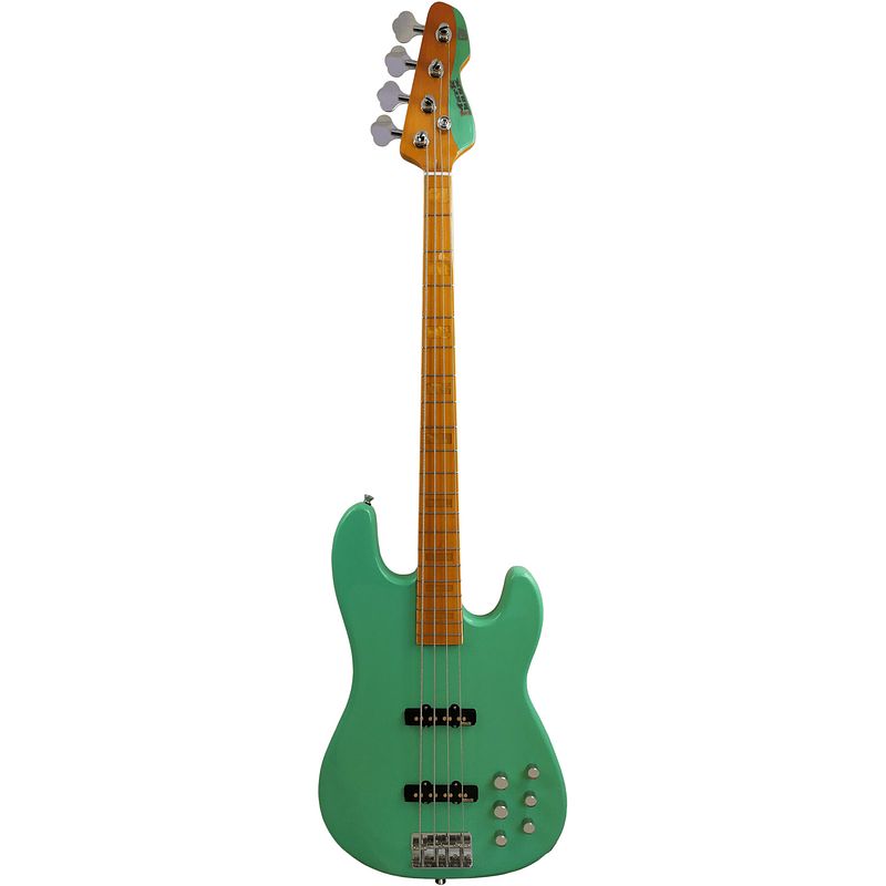 Foto van Markbass mb gv 4 gloxy val surf green cr mp elektrische basgitaar met gigbag