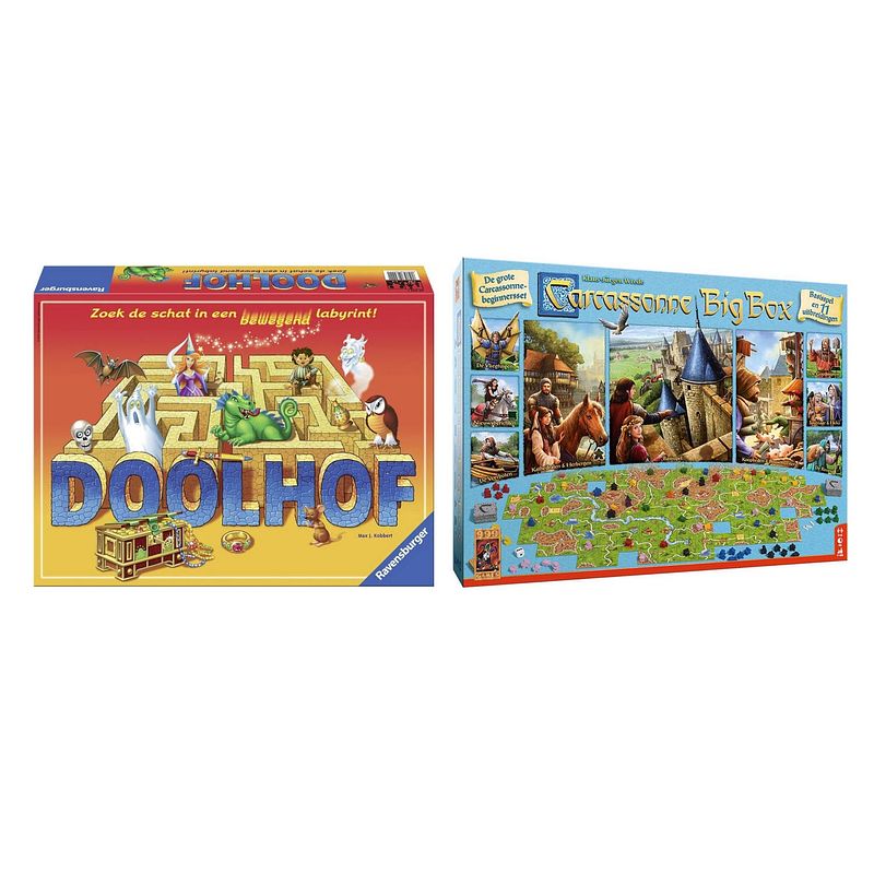 Foto van Spellenbundel - bordspel - 2 stuks - ravensburger doolhof & carcassonne big box 3