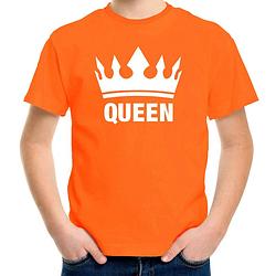 Foto van Oranje koningsdag queen shirt met kroon meisjes l (146-152)