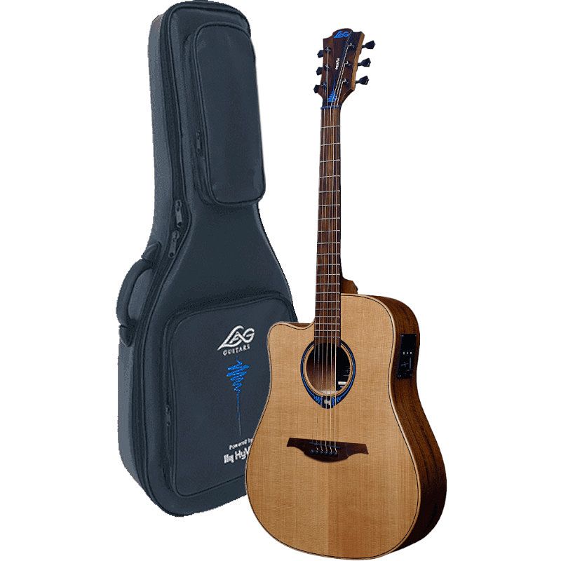 Foto van Lag guitars tramontane hyvibe 15 tlhv15dce linkshandige e/a westerngitaar met multi-effect en bluetooth