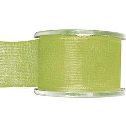 Foto van 1x hobby/decoratie groene organza sierlinten 4 cm/40 mm x 20 meter - cadeaulinten