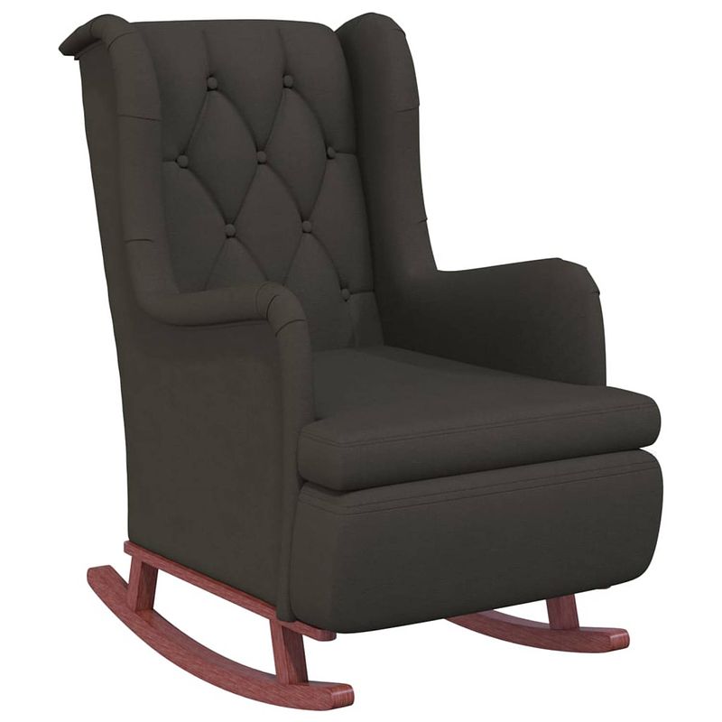 Foto van Vidaxl fauteuil met rubberwood schommelpoten fluweel donkergrijs