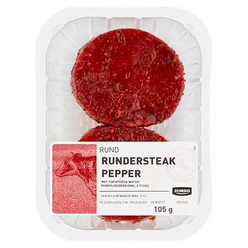 Foto van 3 voor € 9,00 | jumbo rundersteak pepper 2 stuks aanbieding bij jumbo